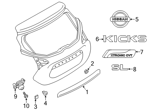 2021 Nissan Kicks FIN BACK DR Diagram for 90810-5R60A