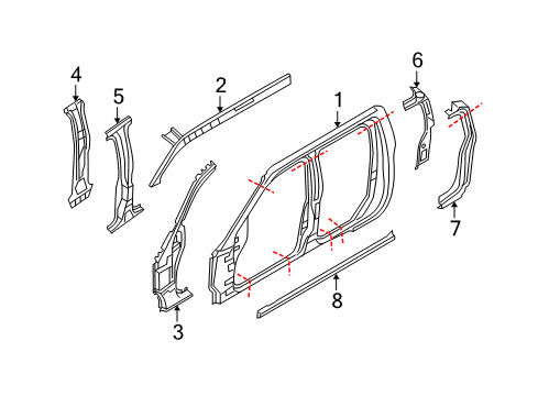 2020 Nissan Frontier Reinforce-Lock Pillar,OUTR RH Diagram for G6514-9BSMB