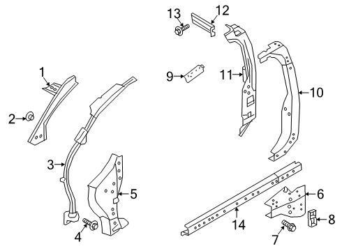 2020 Nissan Titan Pillar Assy-Lock,Inner LH Diagram for G6641-9FVAA
