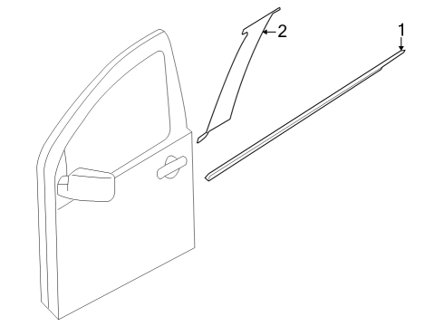 2025 Nissan Frontier Front Door Outside Moulding Assembly Left Hand Diagram for 80821-9BU0B