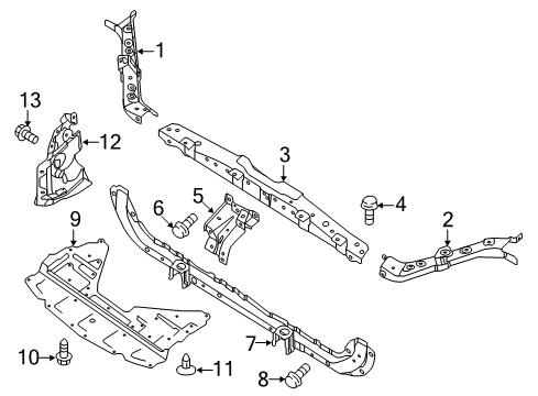 2020 Nissan Rogue Support Assembly-Radiator Core,Upper LH Diagram for 62513-4CB0A
