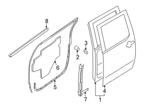 Door Rear Right Hand Diagram for 82100-9BT0A