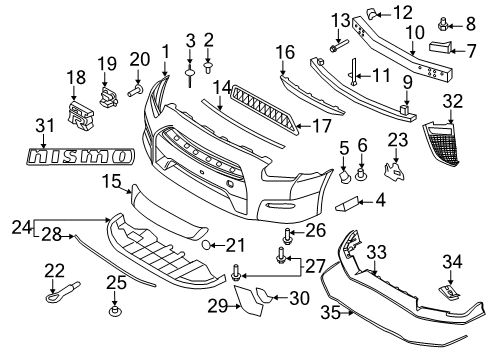 2020 Nissan GT-R AIR SPOILER ASSY-FRONT Diagram for 96015-6AV1C