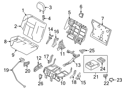 2022 Nissan Murano Armrest R/S Gry Diagram for 88700-9UH0E