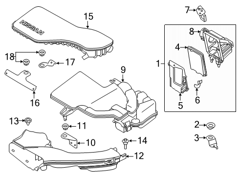 2021 Nissan Rogue Sport Air Duct Diagram for 16576-6MA1B