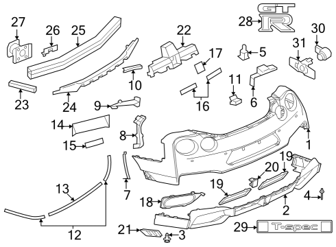 2024 Nissan GT-R BRACKET-REAR BUMPER SIDE RH Diagram for 85224-6HW0B