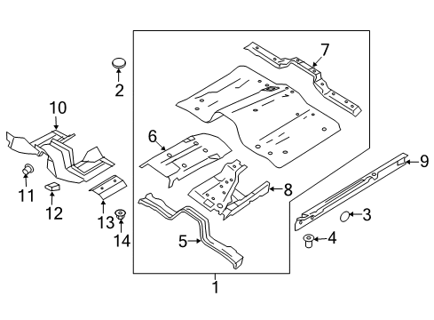 2021 Nissan Titan Floor Assy-Front Diagram for 74312-EZ00F
