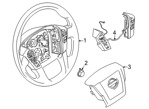 2025 Nissan Frontier Steering Wheel Assembly Without Pad Diagram for 48430-9BY8A