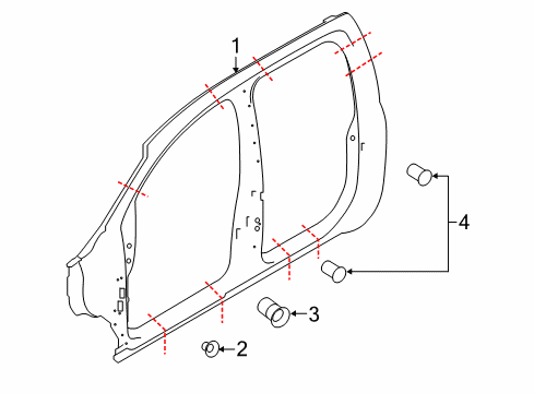 2020 Nissan Titan BODY-SIDE OUTER, RH Diagram for 76022-9FV2F