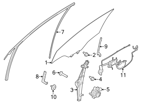 2023 Nissan ARIYA Front Door Glass Run Rubber Left Hand Diagram for 80331-5MP0A