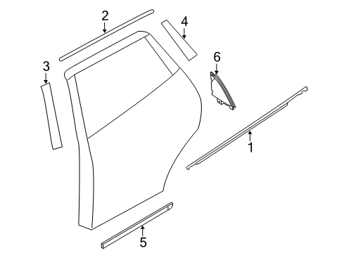 2020 Nissan Rogue Rear Door Moulding Left Hand Diagram for 82877-6FL0B