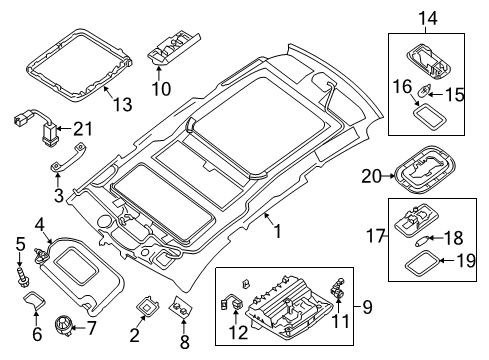 2020 Nissan Pathfinder Headlining Assembly Diagram for 73910-9PR4A