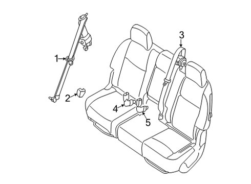 2024 Nissan Pathfinder BELT ASSY-RR TONGUE, CTR-3PT Diagram for 88854-6TA8A
