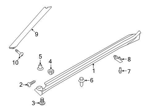 2022 Nissan Maxima Front Pillar Finisher Right Hand Diagram for 76836-9DJ0A