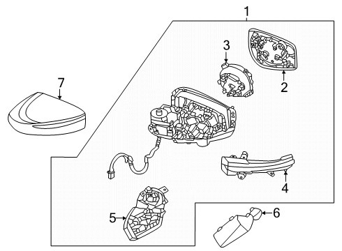 2020 Nissan Versa Door Mirror Assembly Right Hand Diagram for 96301-5EE9A