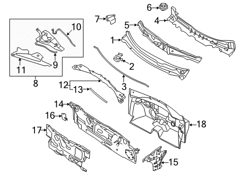 2020 Nissan Maxima Hood Seal Diagram for 66830-3TA1A