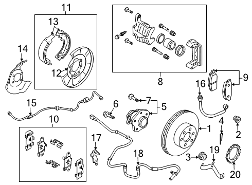 2022 Nissan Rogue Sport Rotor-Disc Brake,Rear Axle Diagram for 43206-6RR0A