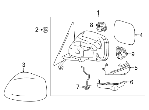 Door Mirror Assembly Right Hand Diagram for 96301-6JE0B