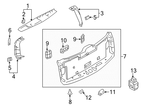 2024 Nissan Armada GARNISH Assembly-Back Door Top Diagram for 90904-6JL0B