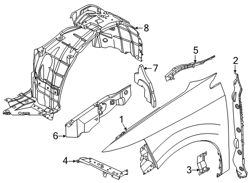 2025 Nissan Murano Front Fender Protector Left Hand Diagram for 63841-7BA0B