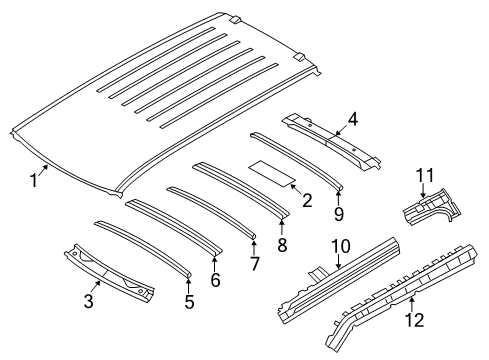 2021 Nissan Armada Side Roof Rail Inner Left Hand Diagram for 76331-6JL0A