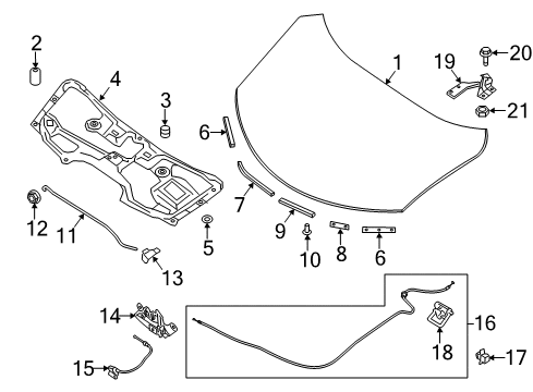 2020 Nissan Rogue Hood Seal Diagram for 65810-9HB0A