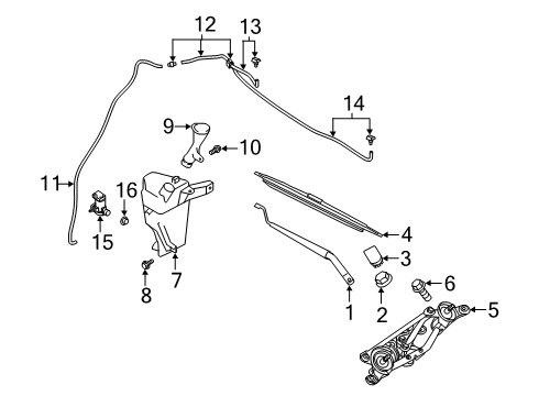 2022 Nissan Kicks Windshield Washer Tank Assembly Diagram for 28910-5R01A