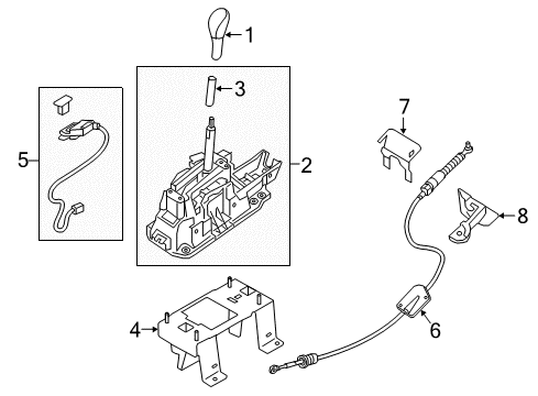 2021 Nissan Maxima Auto Control Lever Knob Assembly Diagram for 34910-9DL0A