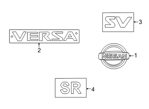 2022 Nissan Versa Emblem-Rear Diagram for 90890-5EA0A