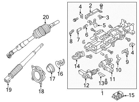 2020 Nissan Armada JOINT ASSY-STEERING COLUMN,LOWER Diagram for 48080-1ZR0B