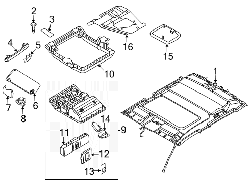 2023 Nissan Frontier LAMP ASSY-ROOM Diagram for 26410-9BU3A