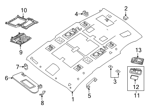 2024 Nissan Murano Headlining Cloth Assembly Diagram for 73910-9UG5B