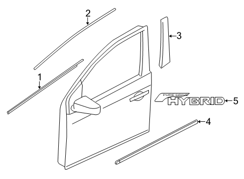 2020 Nissan Rogue Front Door Moulding Left Hand Diagram for 80877-6FL0B