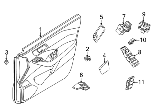 2025 Nissan Rogue Main Power Window Switch Assembly Diagram for 25401-6RF0A