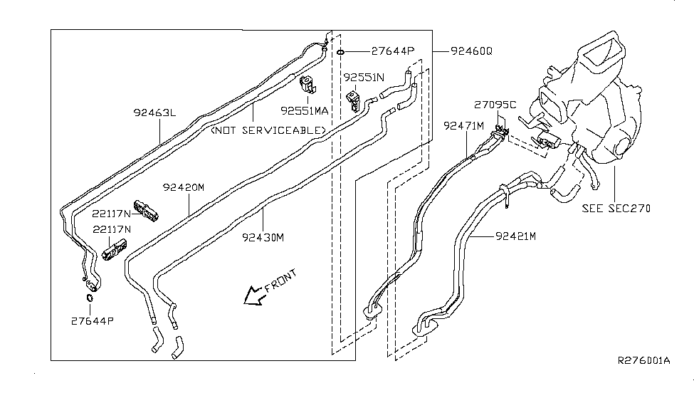 Nissan 92422-ZM70A Tube Assy-Rear Heater,Inlet