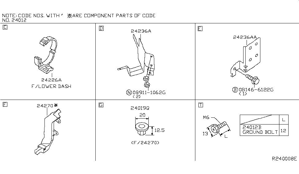 Nissan 24236-5Z010 Bracket-Harness Connector