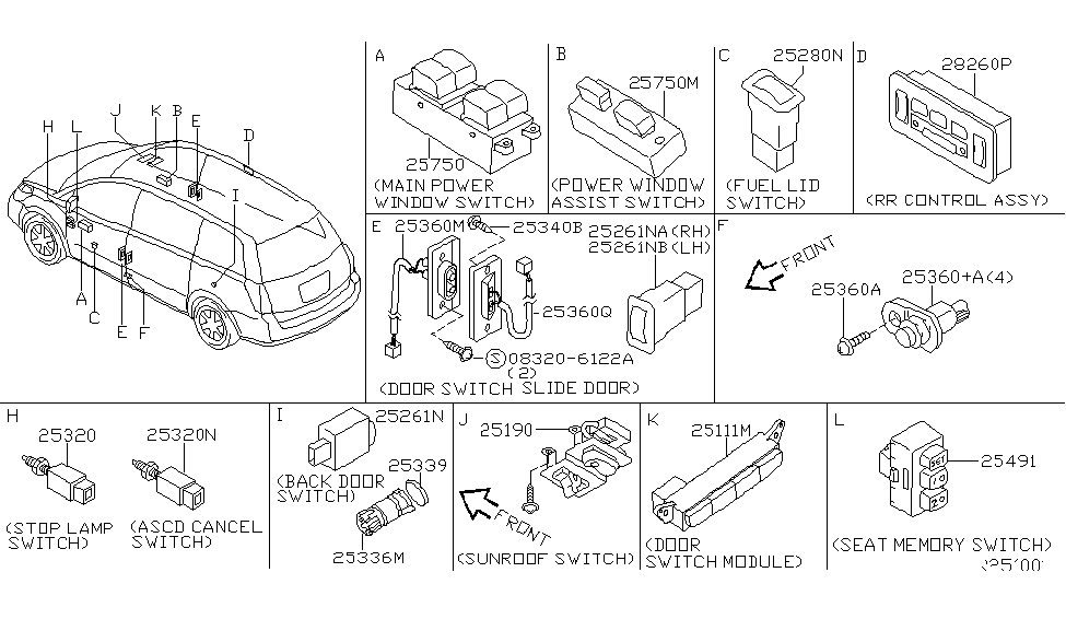 Nissan 25111-5Z000 Switch-Module,Roof Console