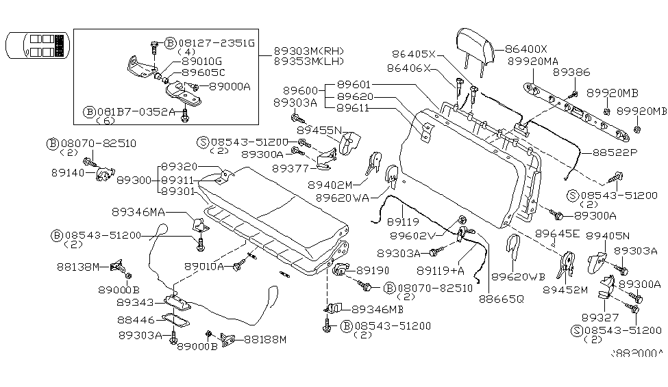 Nissan 89392-5Z000 STRIKER-Rear Seat Cushion,LH