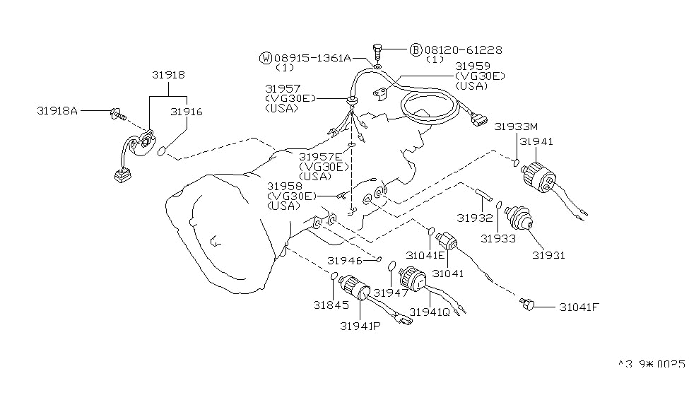 Nissan 31957-X8777 Harness Trans Case