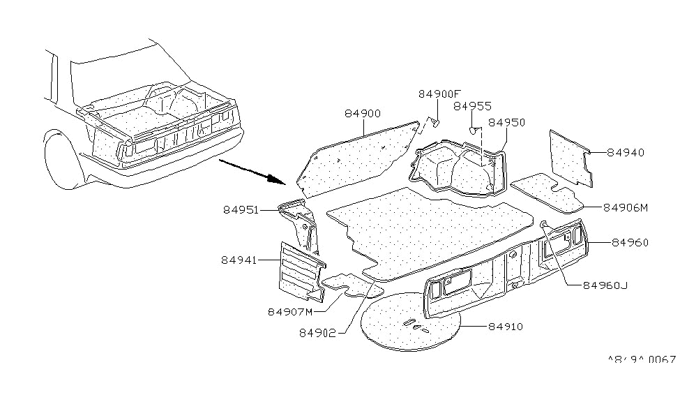 Nissan 84902-05F00 Mat Trunk Floor