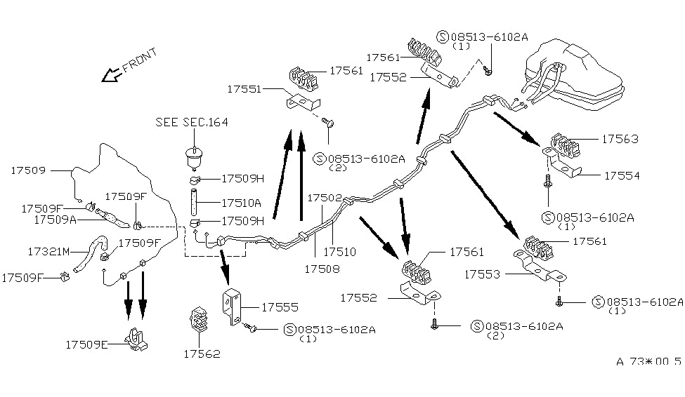 Nissan 17510-07F00 Tube Fuel Return