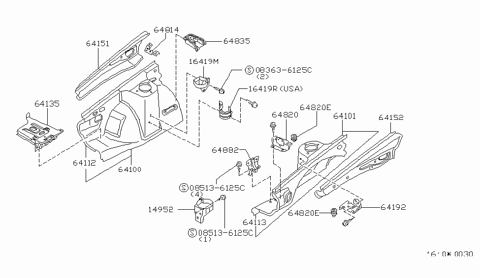 Nissan 64112-06F00 HOODLEDGE RH