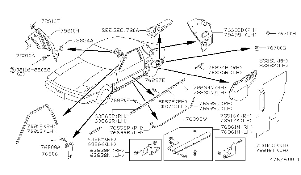 Nissan 76898-32F60 Seal-Center, MUDGUARD Rear, RH