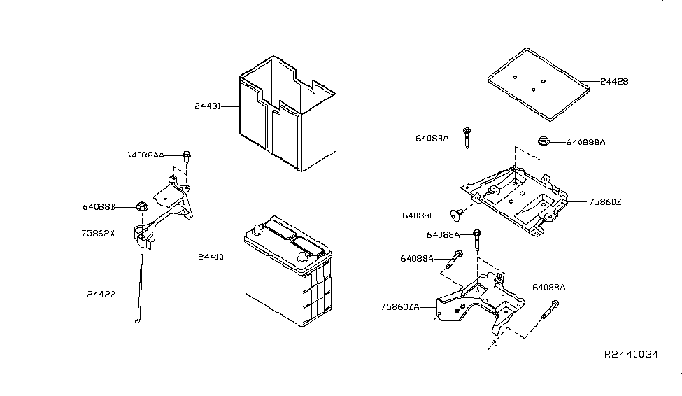 2014 Nissan Pathfinder Hybrid Battery & Battery Mounting