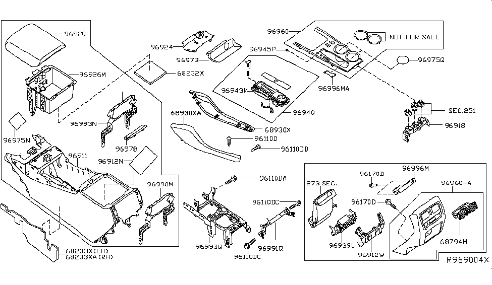 Nissan 96996-3JA0A Bracket-Roof Console, Center