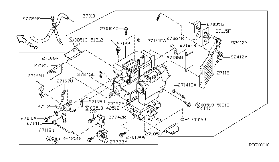 Nissan 27123-7B000 Case-Front Heater