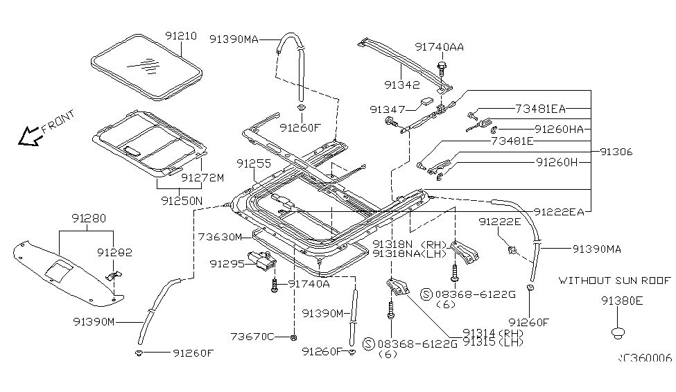 Nissan 91270-4B020 Slider-Shade Front