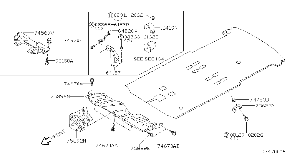 Nissan 64155-7B010 Bracket Cable Mounting