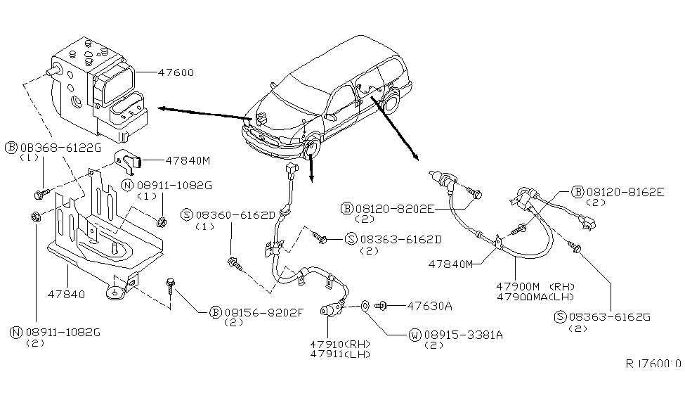 Nissan 47841-7B003 Bracket-Actuator