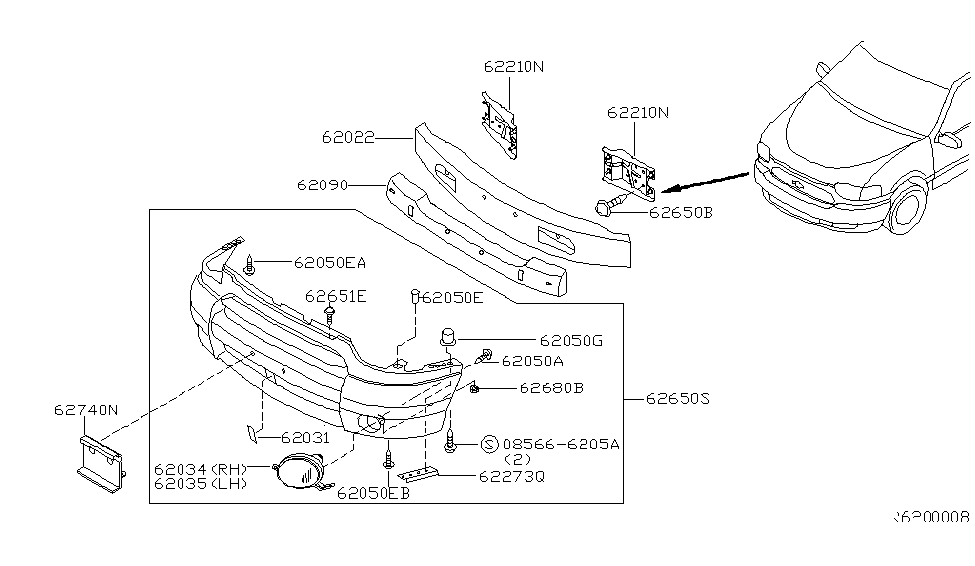 Nissan 62220-7B000 Bracket-Front Bumper